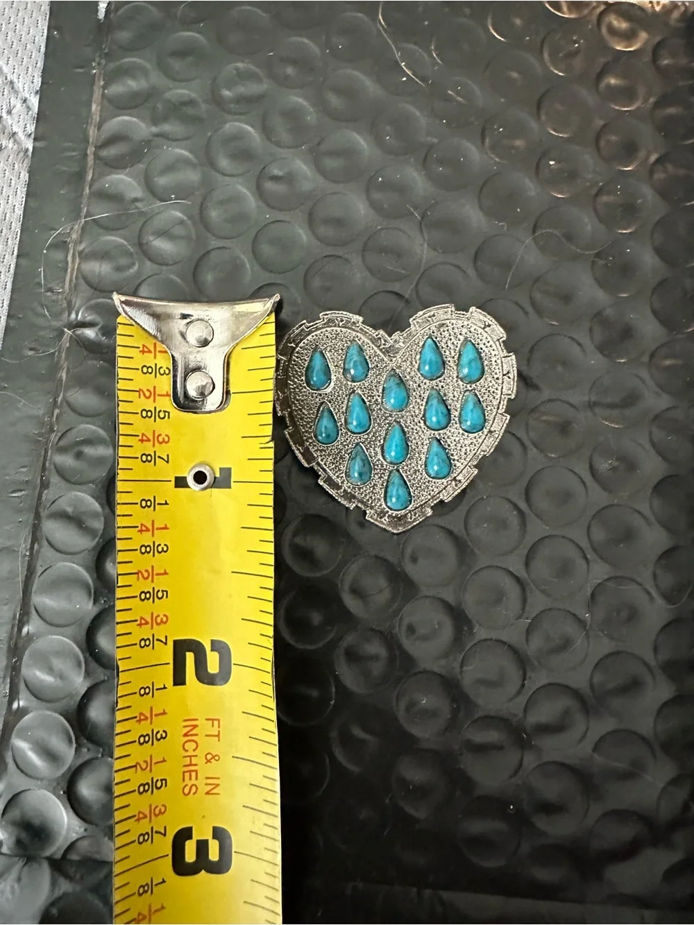 💙 Silver Tone Turquoise Heart Brooch Western Southwest Style Statement Pin